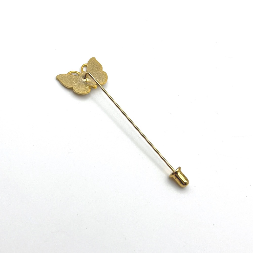 Vintage Gold Tone Butterfly Stick Pin Lapel Scarf Hat Pin Minimalist Whimsical - Picture 2 of 3